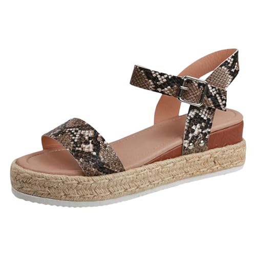 RTPR Sandalias Sandalias Sandalias Zapatos Verano Mujer Sandalias Verano Sandalias con Patrón Cuña Suela Gruesa Zapatos Plataforma Casual Plano Zapatos Mujer S Zapatos Mujer, café, 38 EU