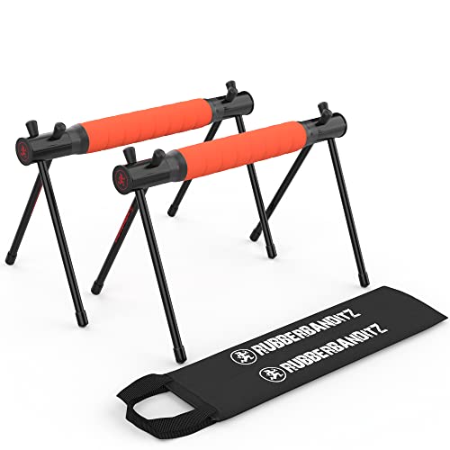 Rubberbanditz Parallettes - Barras de flexión, 2 barras plegables y portátiles para calistenia, gimnasia, flexiones y barras de mano, soporte de barra de entrenamiento con piernas extraíbles