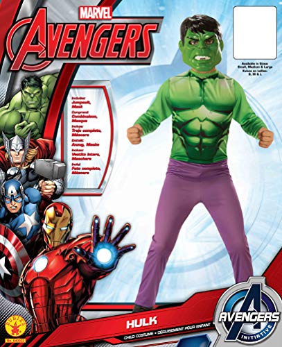 Rubies Disfraz Hulk Clásico para niños y niñas, Jumpsuit impreso y máscara moldeadea, Oficial Marvel para Navidad, Carnaval, Cumpleaños, Fiestas