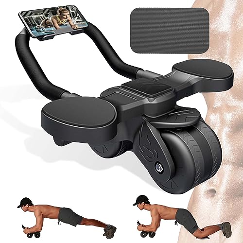 Rueda Abdominal de Rebote Automático, Equipo de Entrenamiento con Rodillos AB, Rueda Abdominal AB Roller con Soporte para Codos, Rueda Abdominal para Entrenador en Casa