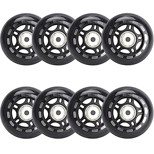 Ruedas Patines en Linea,76mm PU,Paquete de 8 Patines en L¡§aNea Ruedas de Repuesto con Rodamiento ABEC-7,para Interiores y Exteriores, Ruedas de Equipaje, Ruedas de Entrenamiento para Scooters