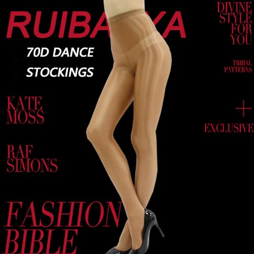 RUIBAVYA 70D Mujer Medias Danza Sexy Shaping Medias Cintura Alta Medias Aceite Pantyhose