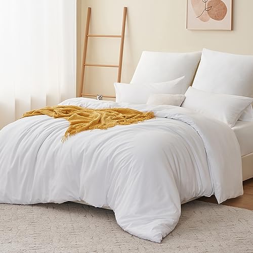 RUIKASI Funda Nordica Cama 150 - Funda Nordica Cama 135 Microfibra, Juego de Edredon 220 x 230, con 2 Fundas Almohadas 50x75 cm, Suave y Transpirable, Blanco