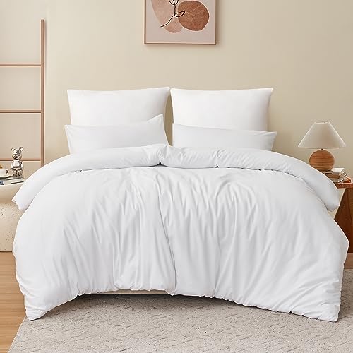 RUIKASI Funda Nordica Cama 150 - Funda Nordica Cama 135 Microfibra, Juego de Edredon 220 x 230, con 2 Fundas Almohadas 50x75 cm, Suave y Transpirable, Blanco