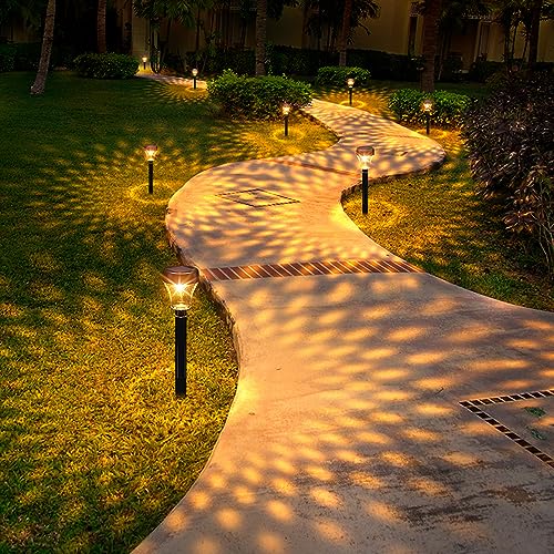 RuiLight Luces Solares Jardín LED, 4 Pack Lámparas Solares de Camino de Paisaje Iluminación de Exterior Impermeable IP65 Luces Solare para Patio, Césped, Pasillo, Terraza, Paisajes, Caminos