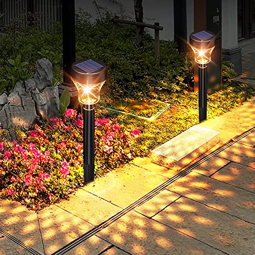 RuiLight Luces Solares Jardín LED, 4 Pack Lámparas Solares de Camino de Paisaje Iluminación de Exterior Impermeable IP65 Luces Solare para Patio, Césped, Pasillo, Terraza, Paisajes, Caminos