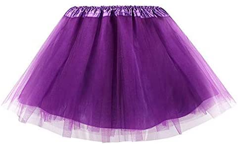 Ruiuzioong Falda tutú para mujer y adolescente, clásica, elástica, de tul de 4 capas, para fiestas de disfraces, baile de ballet (morado)