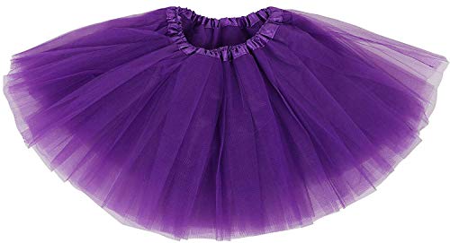 Ruiuzioong Falda tutú para mujer y adolescente, clásica, elástica, de tul de 4 capas, para fiestas de disfraces, baile de ballet (morado)