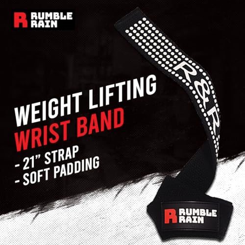 RUMBLE RAIN Straps Gym, Correas para Levantamiento de Pesas, 2 Pares de 21" de Agarre Potente, Correas Antideslizantes para Culturismo, Powerlifting, Entrenamiento de Fuerza, Mujeres y Hombres