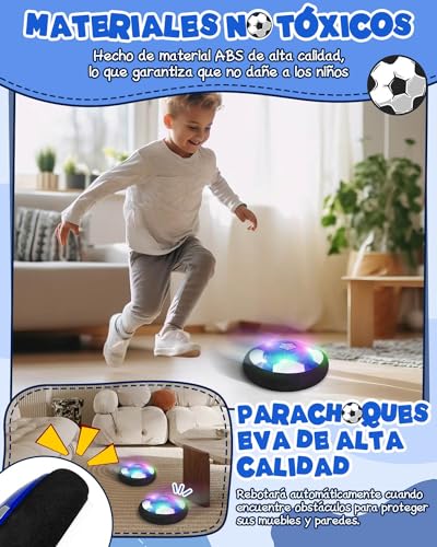 Rumicet Recargable Juguete Balón de Fútbol Flotante, Air Power Soccer con Lanzador de Espuma y LED, Portería de fútbol para Actividades de Interior, Futbol Juguete Niños para Navidad, cumpleaños