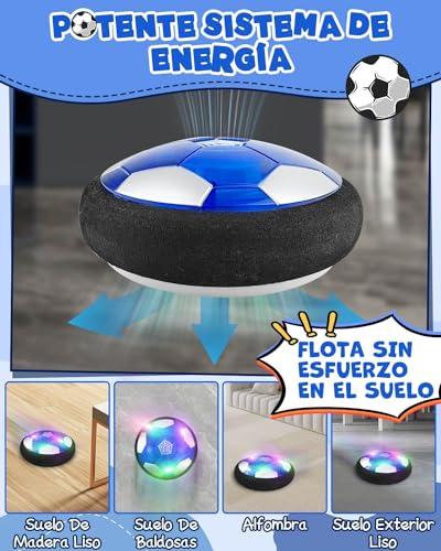 Rumicet Recargable Juguete Balón de Fútbol Flotante, Air Power Soccer con Lanzador de Espuma y LED, Portería de fútbol para Actividades de Interior, Futbol Juguete Niños para Navidad, cumpleaños