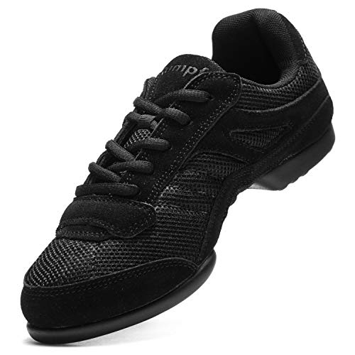 Rumpf 1571 Samba - Zapatillas de danza para salsa jazzdance Zumba Hip Lindy Hop Gimnasia Danza Entrenamiento Aerobic Zapatos con Bolsa de Zapatos Pirou®, Negro , 40.5 EU