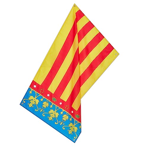 Runesol Bandera de la Región de Valencia, 91x152cm, 3ft x 5ft, Bandera Valenciana, 4 Ojales, Ojal en las Esquinas, Senyera Coronada, Reial Senyera, Banderas Premium, España, Interior, Exterior