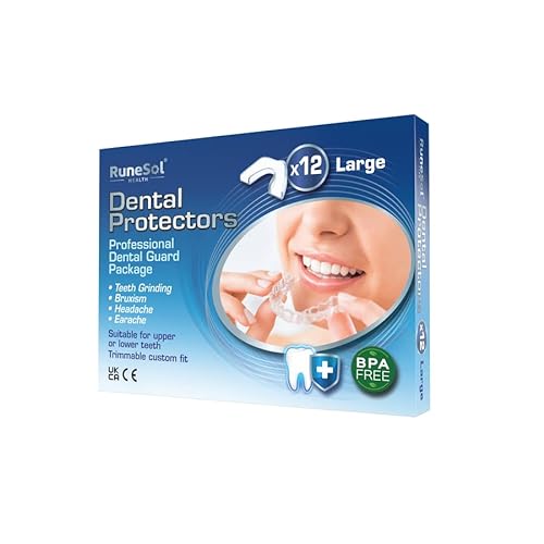 Runesol Ferula Descarga Bruxismo, 12 x Grande, Férulas Dental Moldeable, Protector Bucal para Dormir, Ferulas de Descarga para Bruxismo, Ferula Dental Noche, Funda Dientes, Felulas Bucales Dentales