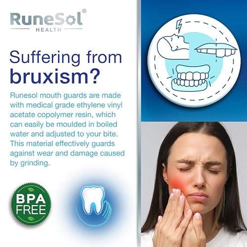 Runesol Ferula Descarga Bruxismo, 12 x Grande, Férulas Dental Moldeable, Protector Bucal para Dormir, Ferulas de Descarga para Bruxismo, Ferula Dental Noche, Funda Dientes, Felulas Bucales Dentales