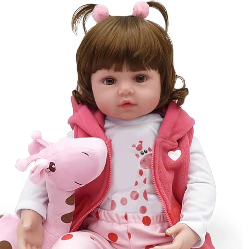 RUNGQIANY Bebe Reborn NiñA 24 Pulgadas 60cm MuñEcas Reborn Vinilo Silicona Suave/Cuerpo De AlgodóN MuñEca Reborn NiñA NiñOs NiñAs Juguetes Y Regalos Bebes Reborn