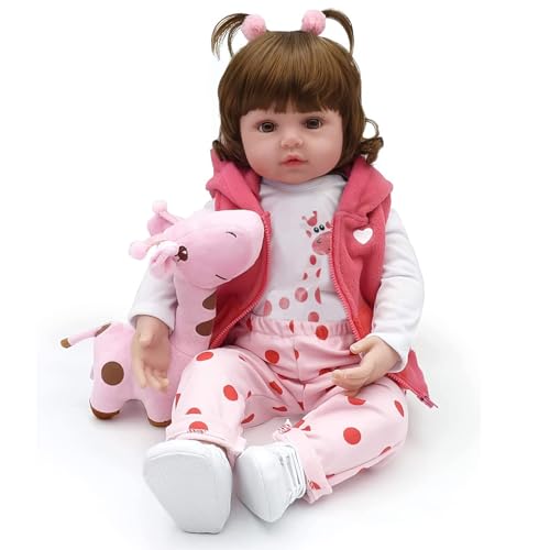 RUNGQIANY Bebe Reborn NiñA 24 Pulgadas 60cm MuñEcas Reborn Vinilo Silicona Suave/Cuerpo De AlgodóN MuñEca Reborn NiñA NiñOs NiñAs Juguetes Y Regalos Bebes Reborn