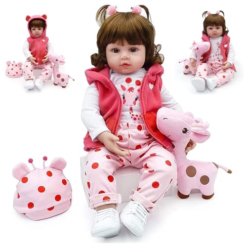 RUNGQIANY Bebe Reborn NiñA 24 Pulgadas 60cm MuñEcas Reborn Vinilo Silicona Suave/Cuerpo De AlgodóN MuñEca Reborn NiñA NiñOs NiñAs Juguetes Y Regalos Bebes Reborn