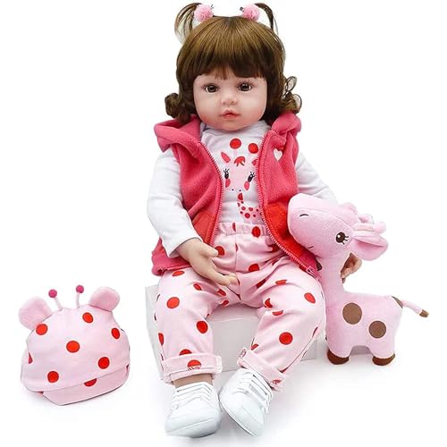 RUNGQIANY Bebe Reborn NiñA 24 Pulgadas 60cm MuñEcas Reborn Vinilo Silicona Suave/Cuerpo De AlgodóN MuñEca Reborn NiñA NiñOs NiñAs Juguetes Y Regalos Bebes Reborn