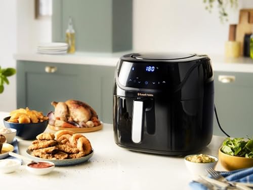 Russell Hobbs Freidora de Aire sin Aceite 8 litros, air fryer XXL, 10 programas, pantalla LED táctil, diseño compacto y capacidad máxima [Ahorra hasta un 47% en Energía] SatisFry 27170-56