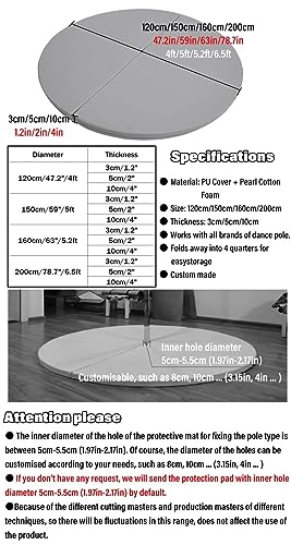 RVUEM Colchoneta De Pole Dance, Almohadilla De ProteccióN De Seguridad, Estera De Choque TuberíA Acero, CojíN Baile Seguridad Plegable, para Fitness Gimnasia Ejercicios Yoga,009,120×3cm