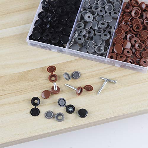 Rybtd 240 piezas Tapas de plástico para tornillos 3 colores Cubierta de Tornillo de Plástico para Tornillos Número 6 y 8 para armario,muebles,alacenas