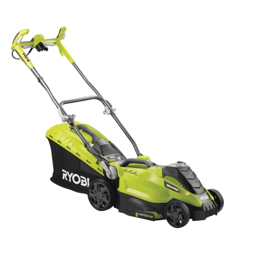 RYOBI - Cortacésped Eléctrico 1500 W de 36cm - Recogida y Mulching - Altura Ajustable 5 Posiciones - Manillar Ajustable y Parachoques Incorporado - Recogedor Easy Edge y Bolsa 45l Incluida - RLM15E36H