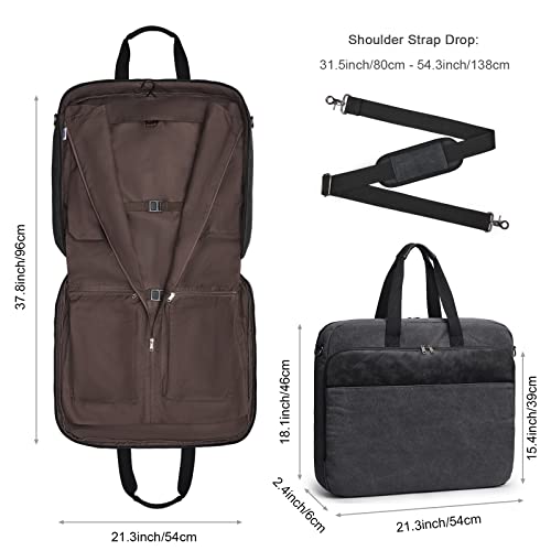 S-ZONE Unisex Bolsa de Ropa Bolsa para Traje Bolsa de Lona para Llevar Ropa para Viajes Escapadas Cortas Viajes de Negocios Almacenamiento Funda para Traje con Compartimento para Computadora Portátil