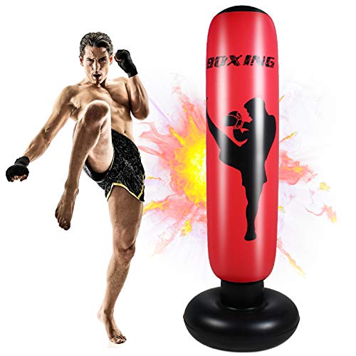 Saco De Adultos Boxeo De Pie, 170cm Saco De Boxeo Hinchable De Pie, Pvc Bolsa De Entrenamiento Boxeo, MMA Bolsa De Boxeo Fitness, Aplicable a Kick Boxing, Deportes, Alivio Del Estrés, Gimnasio En Casa