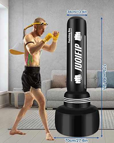 Saco de Boxeo de pie para Adultos - Pesado de 175 cm con Soporte - para Hombres Saco de Kickboxing Inflable para Entrenamiento MMA Muay Thai Fitness