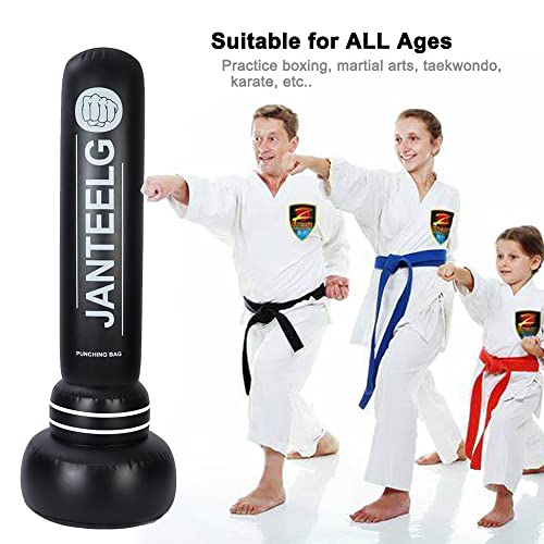 Saco de Boxeo Hinchable de Niños Adulto 180cm, JanTeelGO Saco de Arena Inflable de Pie para Practicar Karate | Kickboxing | Taekwondo Bolsa de Boxeo Fitness para Nniños