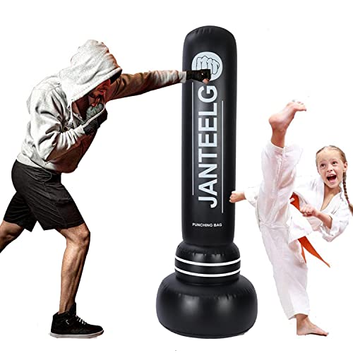 Saco de Boxeo Hinchable de Niños Adulto 180cm, JanTeelGO Saco de Arena Inflable de Pie para Practicar Karate | Kickboxing | Taekwondo Bolsa de Boxeo Fitness para Nniños