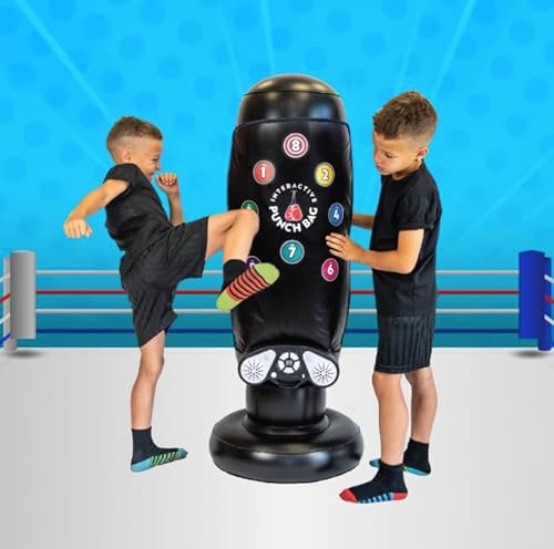 Saco de boxeo inflable para niños, saco de boxeo interactivo para niños y juguetes para niños; saco de boxeo para niños, un saco de boxeo independiente para niños