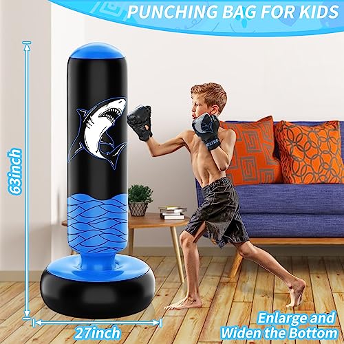 Saco de Boxeo para niños - 160 cm Free Standing Boxing Bag Set con Guantes de Boxeo - Exquisito Pattern Sports Toys Tumbler Sandbag for Training Karate Taekwondo MMA