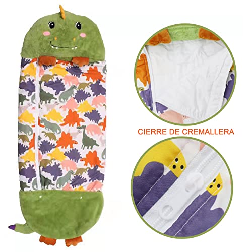 Saco de Dormir Bebe Infantil con Almohada 2 en 1 Plegable al Estilo Animal para niños hasta 80 de alturas, Sacos para excursiones, camping, colonias, viaje y regalo navidad.