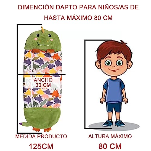 Saco de Dormir Bebe Infantil con Almohada 2 en 1 Plegable al Estilo Animal para niños hasta 80 de alturas, Sacos para excursiones, camping, colonias, viaje y regalo navidad.