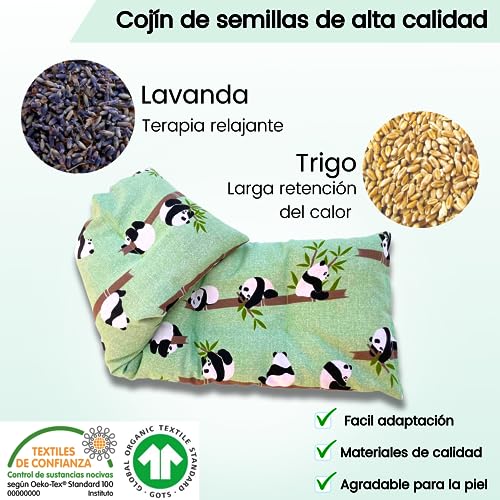 Saco Semillas Microondas Cervical Térmico de Trigo y Lavanda - 100% algodón - 47x15cm – Bolsa Cojín con Aroma Calor y Frío Multiusos Saquito Pies Calienta Camas y Lumbar – Saco Térmico Semillas