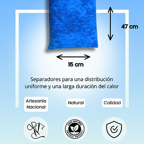 Saco Semillas Microondas Cervical Térmico de Trigo y Lavanda - 47x15cm - 100% algodón– Bolsa Cojín con Aroma Calor y Frío Multiusos Saquito Pies Calienta Camas y Lumbar – Saco Térmico Semillas