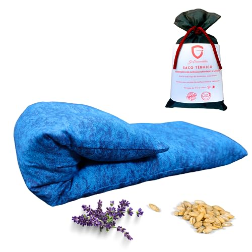 Saco Semillas Microondas Cervical Térmico de Trigo y Lavanda - 47x15cm - 100% algodón– Bolsa Cojín con Aroma Calor y Frío Multiusos Saquito Pies Calienta Camas y Lumbar – Saco Térmico Semillas