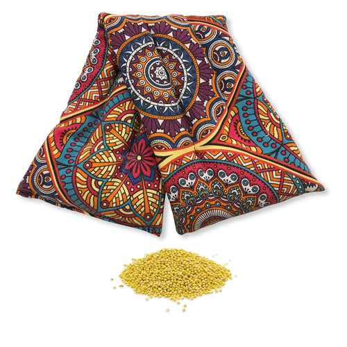 Saco Térmico Semillas para Microondas - Bolsa Semillas Calor Microondas - Sin Aroma - Saco Termico Semillas Microondas - Relleno de Semillas de Mijo Ecológico. Fabricado en España 45x13cm