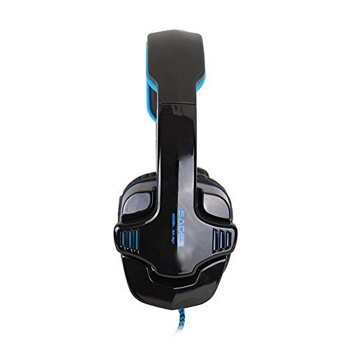 Sades SA901 7.1 de Sonido Envolvente estéreo Pro USB PC Gaming Auriculares Cinta de Cabeza de los Auriculares con micrófono Deep Bass Over-The-Ear Control de Volumen para Jugadores de PC (Azul)