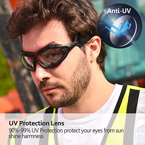 SAFEYEAR Gafas de Seguridad antiniebla y antifragmentación - SG002, gafas de trabajo profesionales teñidas con rayos ultravioleta para hombres y mujeres, protección ocular de laboratorio,molienda