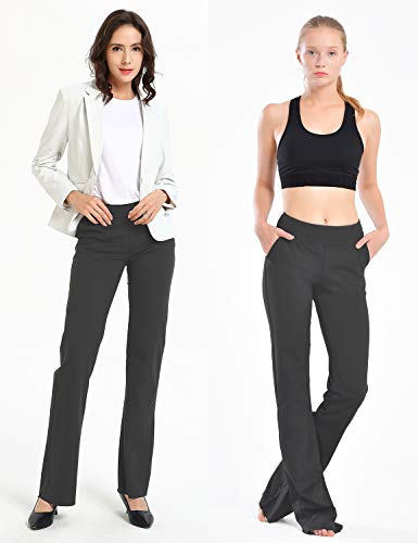 Safor Pantalones de Oficina para Mujer 71 cm/76 cm/81 cm/86 cm Entrepierna Pequeño/Regular/Alto de Yoga para Mujer con 4 Bolsillos, Workout Pantalón - Elegante - Gris - XXL