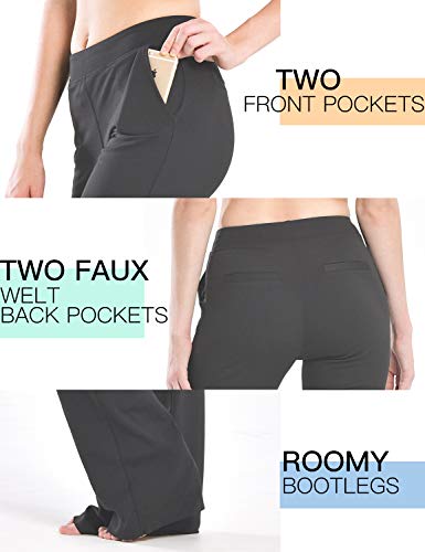 Safor Pantalones de Oficina para Mujer 71 cm/76 cm/81 cm/86 cm Entrepierna Pequeño/Regular/Alto de Yoga para Mujer con 4 Bolsillos, Workout Pantalón - Elegante - Gris - XXL