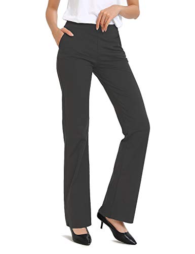 Safor Pantalones de Oficina para Mujer 71 cm/76 cm/81 cm/86 cm Entrepierna Pequeño/Regular/Alto de Yoga para Mujer con 4 Bolsillos, Workout Pantalón - Elegante - Gris - XXL