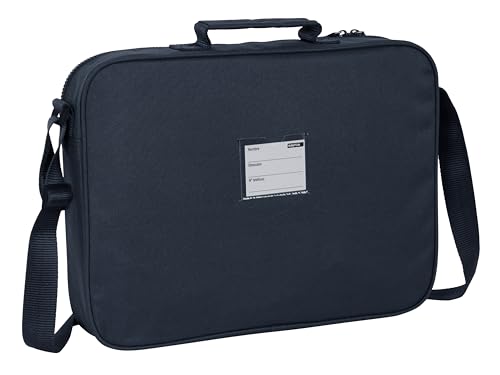 Safta M385, Real Madrid 2ª EQUIPACIÓN 23/24-Cartera Extraescolares, Maletín Portatodo, Bandolera, Cómoda y Versátil, Calidad y Resistencia, 38x6x28 cm, Color Azul Marino Unisex niños, Estándar