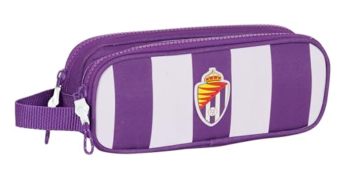 Safta REAL VALLADOLID - Portatodo Doble Niño, Estuche Infantil, Estuche Niño, Ideal para Niños en Edad Escolar, Cómodo y Versátil, Calidad y Resistencia, 21x6x8 cm, Color Morado