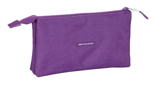 Safta Real Valladolid - Portatodo Triple, Estuche Infantil, Estuche Niño, Ideal para Niños en Edad Escolar, Cómodo y Versátil, Calidad y Resistencia, 22x3x12 cm, Color Morado