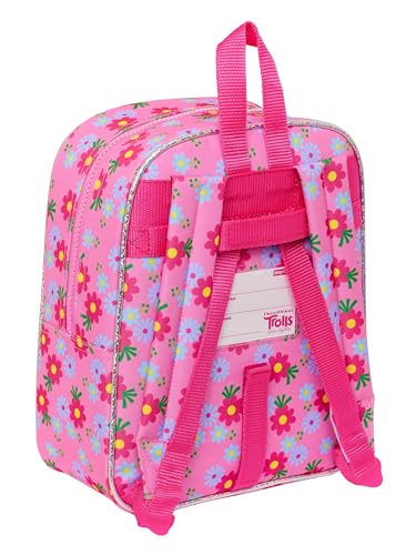 Safta TROLLS 3 - Mochila Infantil, Mochila Niño, Mochila Escolar, Adaptable a Carro, Ideal para Guardería, Cómoda y Versátil, Calidad y Resistencia, 22x10x27 cm, Color Rosa