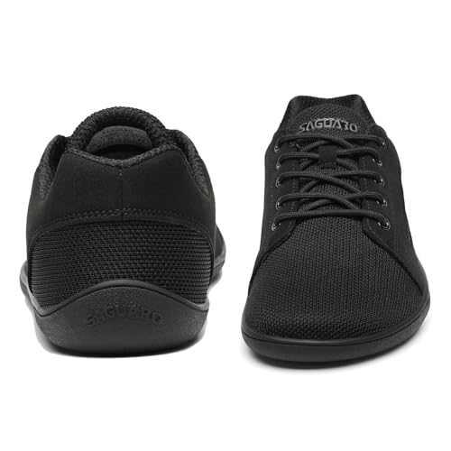 SAGUARO Barefoot Zapatillas Luck Ⅰ- Barefoot Hombre Calzado de Trail Mujer Calzado Descalzo Flexibles Zapatillas Casual para Caminar Zapatillas para Andar con Wide Tox Box DuckStride Negro,GR.42